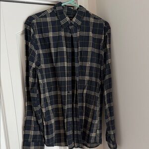 Banana Republic Navy and Cream Plaid Shirt